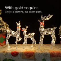 Ej.life - led Rennes Lumineux Exterieur, Noel Décoration Rennes Lumineux Blanc Chaud Lumineuse de Noël pour Intérieur Maison Fête Pelouse Deco,3pcs