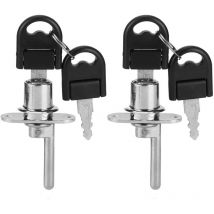 Lot de 2 serrures de meuble à tiroirs avec clés de sécurité pour bureau (tête de 16 mm, argent) - Ej.life