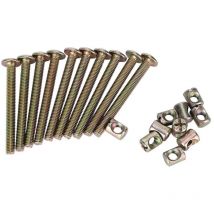 M6 Möbelschraube 40 mm/ 60 mm/ 80 mm/ 90 mm/ 100 mm, 10 Stück Verbindungsschraube aus Verzinktem Kohlenstoffstahl mit Zylindermuttern, Dübelmuttern,