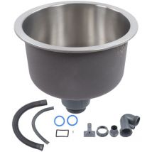 Mini Runde Küchenspüle Edelstahl Bar Rundes Becken mit Abflussrohr Fitting 30cm Durchmesser Edelstahl Kunststoff Küchenspüle Installationsteile