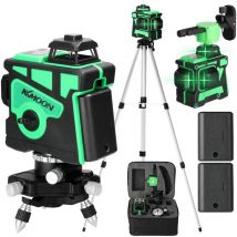 Ej.life - Niveau Laser Vert 360° 12 Lignes Autonivelant de Niveaux, Lazer avec Fonction d'auto-nivellement, 4800 mAh, Hauteurs Réglable Barre