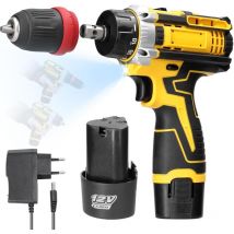 Perceuse Visseuse Sans Fil, Accessoires 12v Perceuse Sans Fil Avec Lumière led 2 Batteries 1300mAh, 2 Vitesses - Ej.life