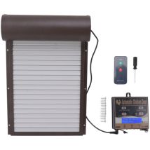 Porte de poulailler automatique, porte de poulailler programmable en aluminium avec minuterie Capteur de lumière Télécommande 3 modes Marron