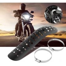 Ej.Life Qiilu Motorrad Loch Hitzeschild Kurve Auspuffrohr Abdeckung für Universal Motorrad(schwarz)