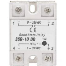 Relais Semi-conducteurs SSR-10DD, Relais de Tension de Commande cc ssr 3-32VDC 5-220VDC / 10A - Ej.life