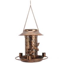 Ej.Life Solar-Vogelfutterstation für Draußen, Zum Aufhängen, IP65, Wasserdicht, Warmes Licht, Metall-Wildvogelfutterstation für Vogelliebhaber,