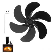 Ej.life - Ventilateur de Cheminée à 6 Lames, Accessoires de Ventilateur de Poêle à Bois Noir en Alliage D'aluminium