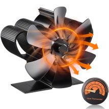 Ventilateur Poele à Bois, Ventilateur Cheminée Alimenté à la Chaleur, 6 Pales Silencieux Ventilateur de Poêle pour Cheminée Tuyau/Poêle à