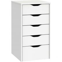 EKO Cassettiera Colore Bianco 5 cassetti Ufficio Buck Ufficio Studio Mobili Stile Moderno 71x40x43 cm