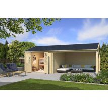 Lasita Maja - el Paso-Log Cabin, Wooden Garden Room, Timber Summerhouse, Home Office - L701 x W417.1 x H273.6 cm