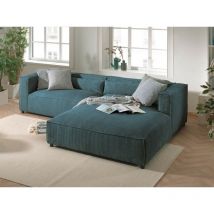 Lisa Design - Ela - canapé d'angle droit 4 places - en velours côtelé - style contemporain - bleu canard