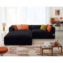 Lisa Design - Ela - canapé d'angle gauche 4 places - en fausse fourrure - noir