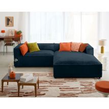 Lisa Design - Ela - ecksofa rechts - 4-sitzer - kunstfell - blau