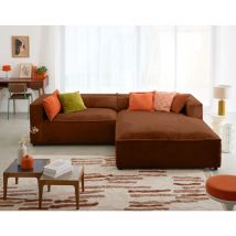 Lisa Design - Ela - ecksofa rechts - 4-sitzer - kunstfell - rostfarben