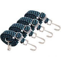 Elastische Spanner mit Haken, 4 Stück, verstellbarer elastischer Spanner Bungee Bungee 1 m flacher elastischer Seilspanner für Fahrradplane,