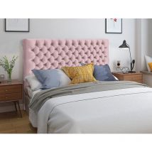 Elba Pink Plush Super King 26 inch Strutted Headboard