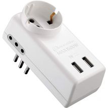 Electraline - Adaptador multipresa usb con 2 puertos usb y Schuko 600x300x240