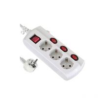 Electraline - 62500 power extension multiprise avec interrupteur général section 3 G1 MM² 1,5 m blanc, 62500