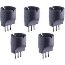 Electraline 92294 Set 5 Adattatori da Schuko a Spina Piccola 10A, Nero, Confezione da 5