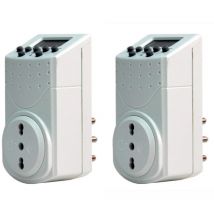92357 Programmatore Timer Digitale, Confezione da 2 pezzi, Programmi Settimanali e Giornalieri, Presa Italiana, Bianco - Electraline