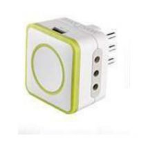 Electraline - gummy adaptador triple 2 tomas bivalentes 10a y una toma usb verde - 72081