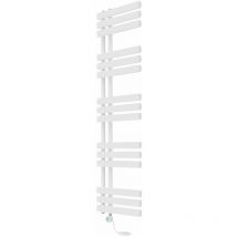 Electric Bathroom Prefilled D-shape Heated Towel Rail Radiator Thermostatic Heating Rads 1600x450mm White