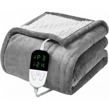 Phasat - Electric Blanket 130 x 150 cm, Flannel + Lambswool, Machine Washable, Extremely Soft and Comfortable, Fast Heating Heated Blanket with