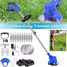Briefness - Electric Cordless Grass Trimmer Garden Weed Strimmer Cutter Rechargeable 2PCS Battery