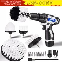 Briefness - Electric Drill Brush Valeting Detailing Toilet Tile Grout Car Carpet Cleaning 2xBattery