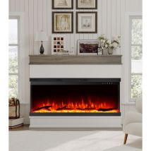 50"modern 3d Electric Fireplace With Mantel, 12 Flame Colours & 5 Brightness Levels, Remote Control