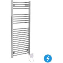NRG - Bathroom Electric Heated Towel Rail 1100 x 500 Straight Manual 250W Chrome