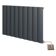 Electric Luka Horizontal Anthracite Aluminium Panel Radiators - 600mm High 850mm Wide