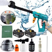 Electric pressure washers,6 in 1 Nozzle,Cordless Car High Pressure Washer Jet Water Cleaner,Garden Spray Water Gun ,with 2x 5.5A Battery (No