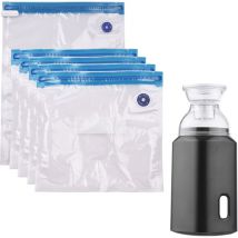 Electric Pump with Vacuum Storage Bags with usb Cable 5 Storage Bags Rechargeable Portable for Travel Home Use Save Space Black
