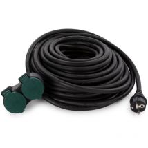 Perel - prolunga da esterno con 2 uscite - 20 m - nero - 3G2.5 - presa francese