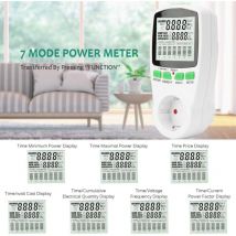 Qersta - Electricity Usage Monitor - Prise avec 7 Modes et Écran lcd, Multifonctionnel pour Économie d'Énergie
