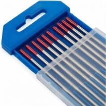 Ulisem - Electrodos de tungsteno para soldadura tig con 2% de torio WT20 (rojo) 1,6 mm 150 mm, 10 piezas por paquete
