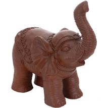 Ml-design - Statuetta Decorativa a Forma di Elefante Marrone 36x19x39 cm Stile Orientale Resistente alle Intemperie Scultura per Interni ed Esterni