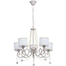 Mw-light - Elegance Vitalina bianco + oro colore metallo bianco colore tessuto paralume cristallo trasparente 5 40W E14 2700