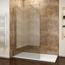 1000mm Frameless Wet Room Shower Screen Panel 8mm Easy Clean Glass Walk in Shower Enclosure with 1700x700mm Tray and Support Bar - Elegant