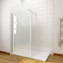 700mm Wet Room Shower Enclosure Easy Clean Screen Panel with 800x1200mm Walk in Stone Shower Tray and Waste - Elegant