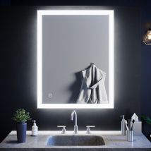 Elegant - 900 x 700mm Modern led Illuminated Bathroom Vanity Mirror with Touch Switch and Demister (2PCS)