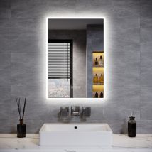 Elegant - Bathroom Mirror with led Light 500x700mm Wall Mounted Rectangular Bathroom led Mirror with Shaver Socket Bluetooth Demister Pad Adjust