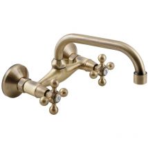 Kuchinox - Antique Brass Kitchen Tap c Type Swivel Spout Retro Head