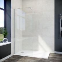 Frameless Walk in Shower Cabin 900mm Shower Door Screen 8mm Easy Clean Glass Wet Room 1700x900mm Anti-Slip Shower Base Tray Free Waste Trap - Elegant