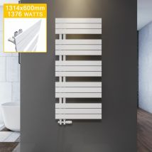 Elegant - Handtuchheizkörper Paneelheizkorper Handtuchtrockner heizung bad Weiß Badheizkörper Flach design 1314x600mm mit Weiß Thermostat