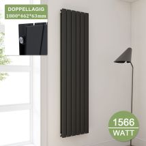 Design Heizkörper Anthrazit Flachheizkörper Heizung Vertikal Doppellagig 1800x462mm - Elegant