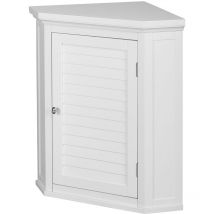 Bathroom Corner Wall Cabinet, Wooden Cabinet with Shutter Door, Bathroom Storage, Bathroom Furniture, White, 57.2 x 38.1 x 61 (cm) - White - Teamson
