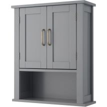 Teamson Home - Mercer Wooden Bathroom Furniture Wall Medicine Storage Cabinet With Open Shelf Grey EHF-F0019 - Grey