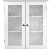 Teamson Home - Mueble De Baño Pared De Madera 2 Puertas Vidrio Blanco ELG-581